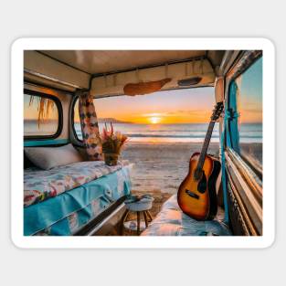 Vanlife on the beach Sticker